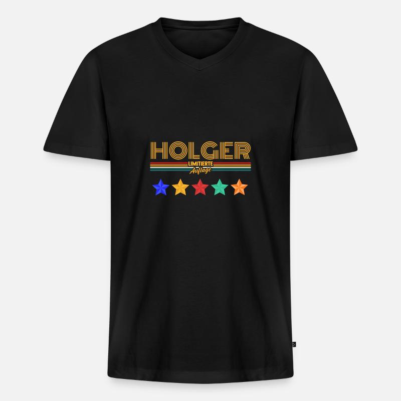 Holger - Männer Premium Bio T-Shirt mit V-Ausschnitt - Schwarz