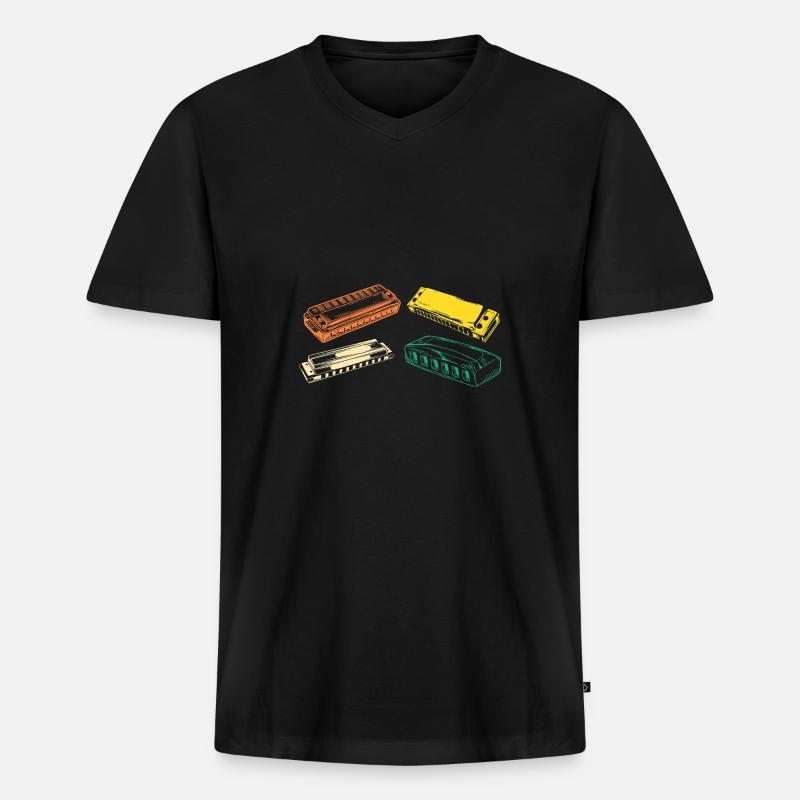 Harmonica Evolution Harmonica - T-shirt encolure en V Premium bio Homme - noir