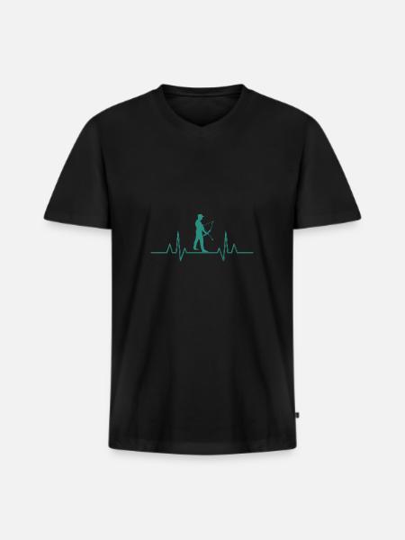 Archer Heartbeat Archery - Men's Premium Organic T-shirt with V-neck - black