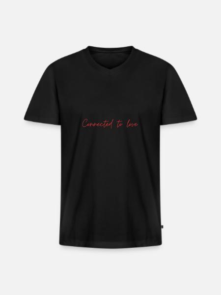 CITATION "Connected to love" - T-shirt encolure en V Premium bio Homme - noir