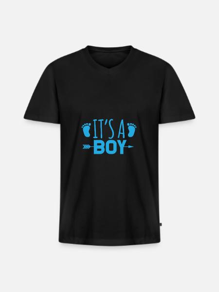 It's a boy - Men's Premium Organic T-shirt with V-neck - black