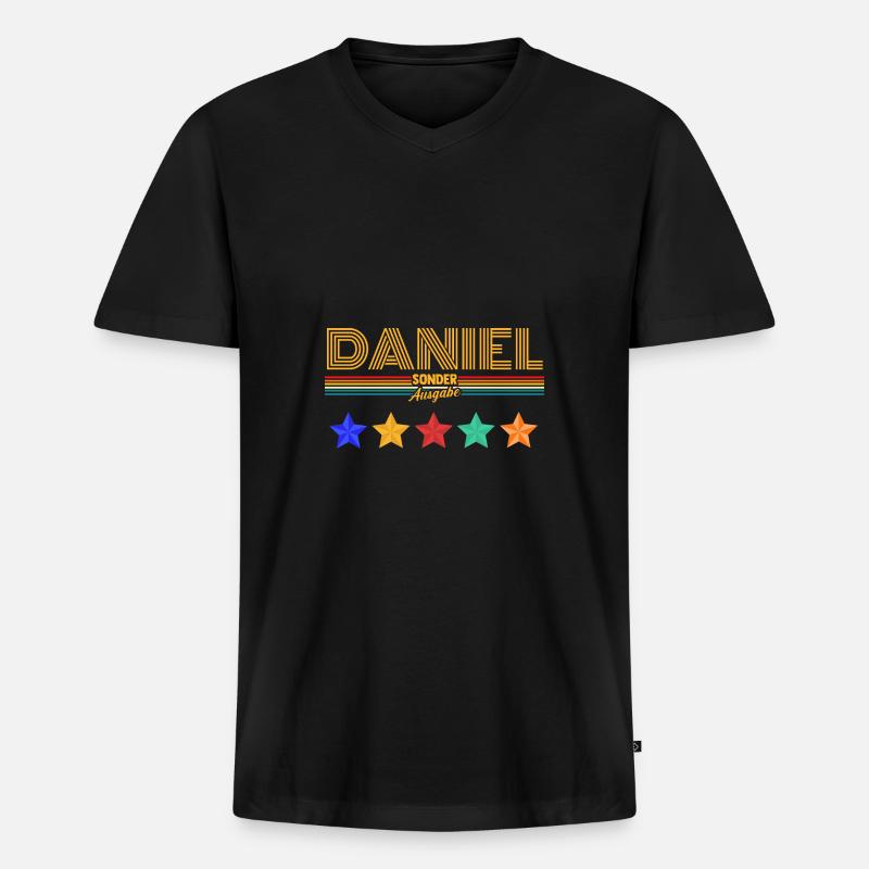 Daniel - Männer Premium Bio T-Shirt mit V-Ausschnitt - Schwarz
