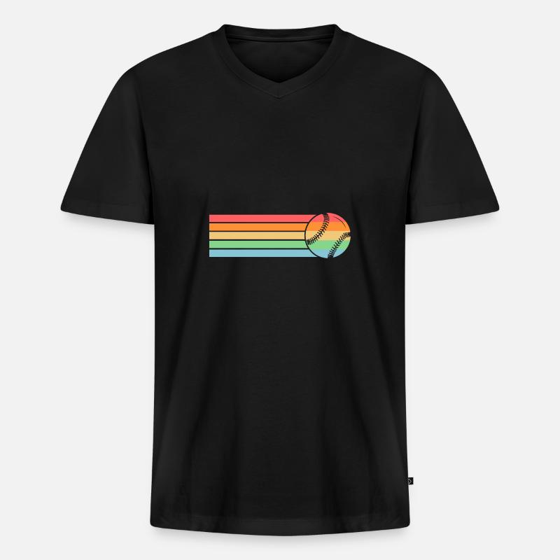 Baseballspieler Baseball - Männer Premium Bio T-Shirt mit V-Ausschnitt - Schwarz