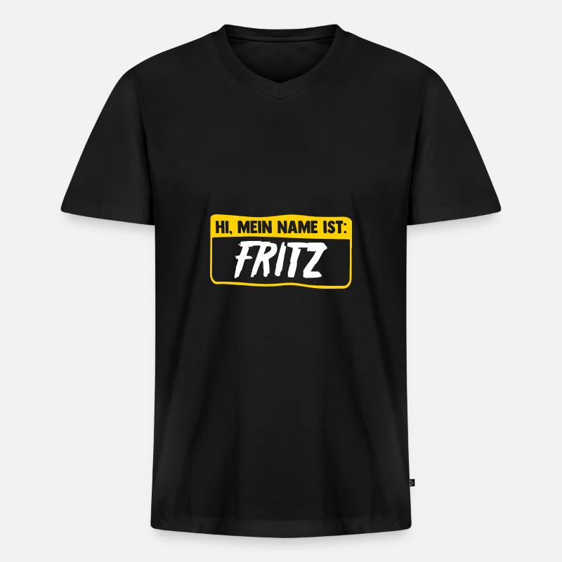 Fritz - Männer Premium Bio T-Shirt mit V-Ausschnitt - Schwarz