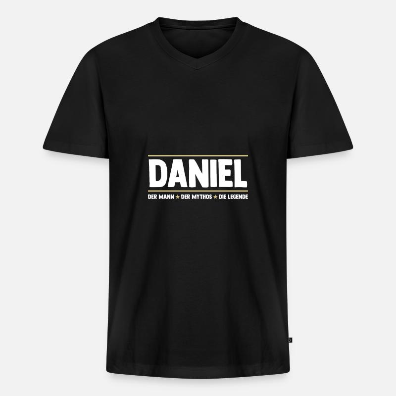 Daniel - Männer Premium Bio T-Shirt mit V-Ausschnitt - Schwarz