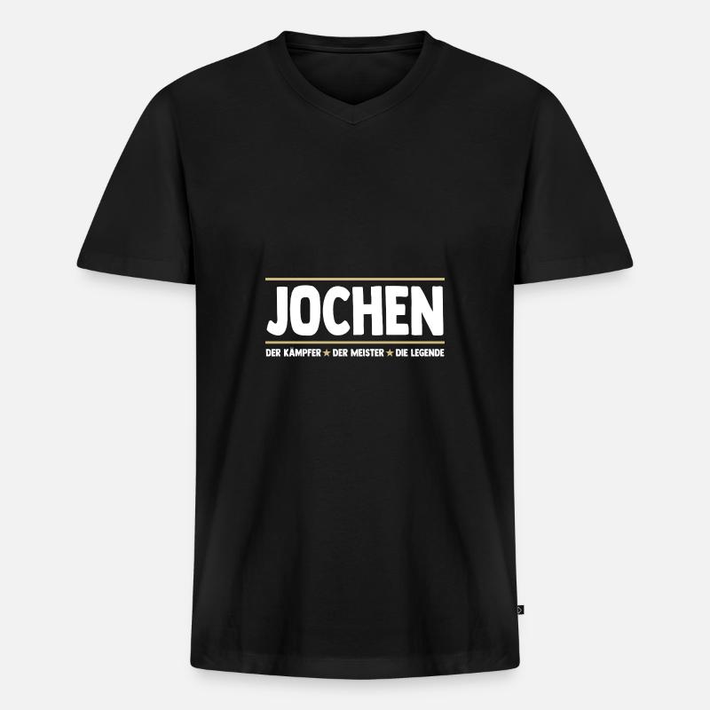 Jochen - Männer Premium Bio T-Shirt mit V-Ausschnitt - Schwarz