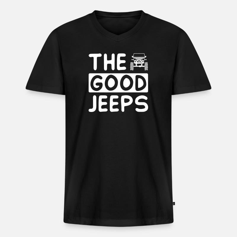 The Good Jeeps - Männer Premium Bio T-Shirt mit V-Ausschnitt - Schwarz