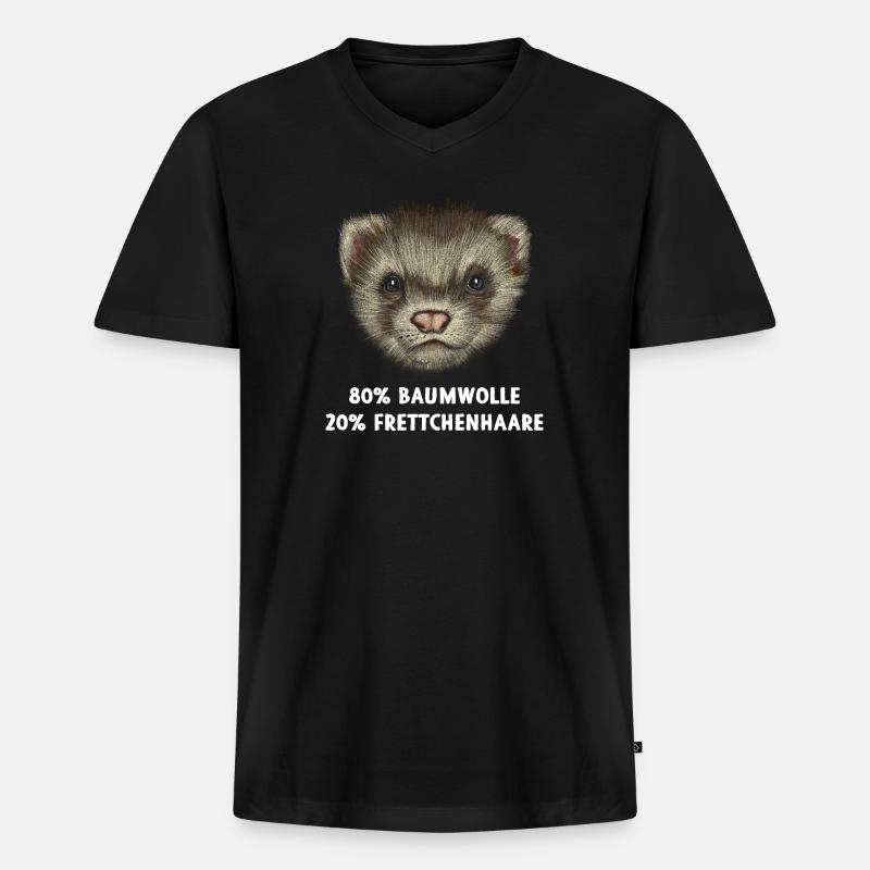 Frettchen 80% Baumwolle 20% Frettchenhaare - Männer Premium Bio T-Shirt mit V-Ausschnitt - Schwarz