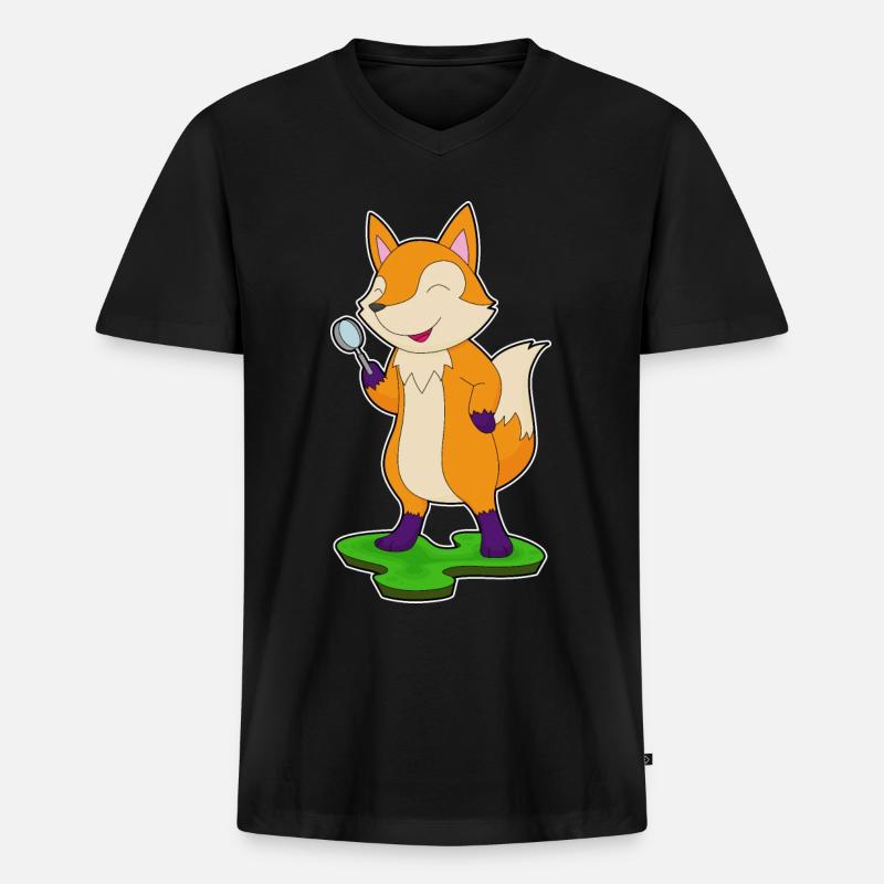 Fuchs Lupe - Männer Premium Bio T-Shirt mit V-Ausschnitt - Schwarz