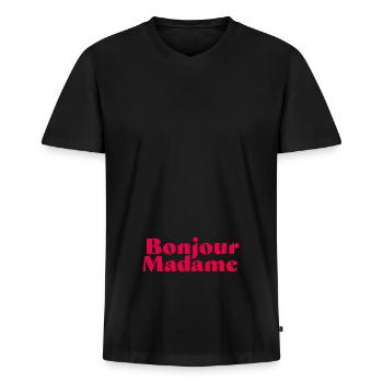 Bonjour Madame - T-shirt encolure en V Premium bio Homme - noir - Devant - Nico (187cm)