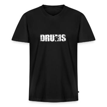 Tambours - Drums - T-shirt encolure en V Premium bio Homme - noir - Devant - Nico (187cm)