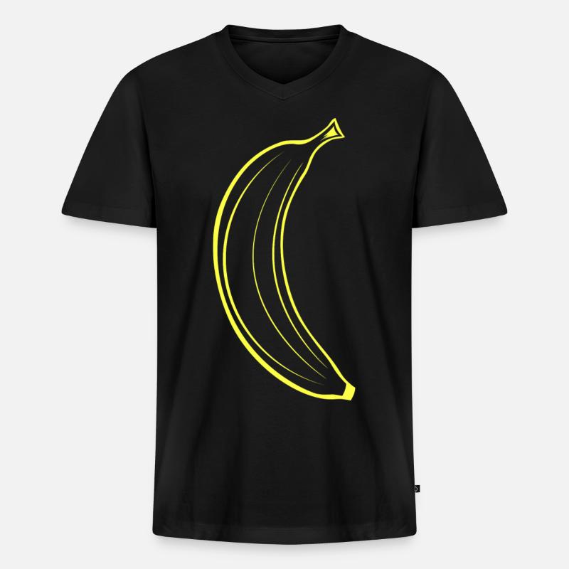 Banane, das schlichte Bananen Design - Männer Premium Bio T-Shirt mit V-Ausschnitt - Schwarz