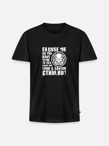Cthulhu our Lord & Savior - Men's Premium Organic T-shirt with V-neck - black