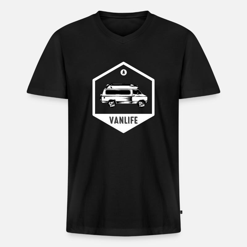 Van life - Camping - Van - Männer Premium Bio T-Shirt mit V-Ausschnitt - Schwarz