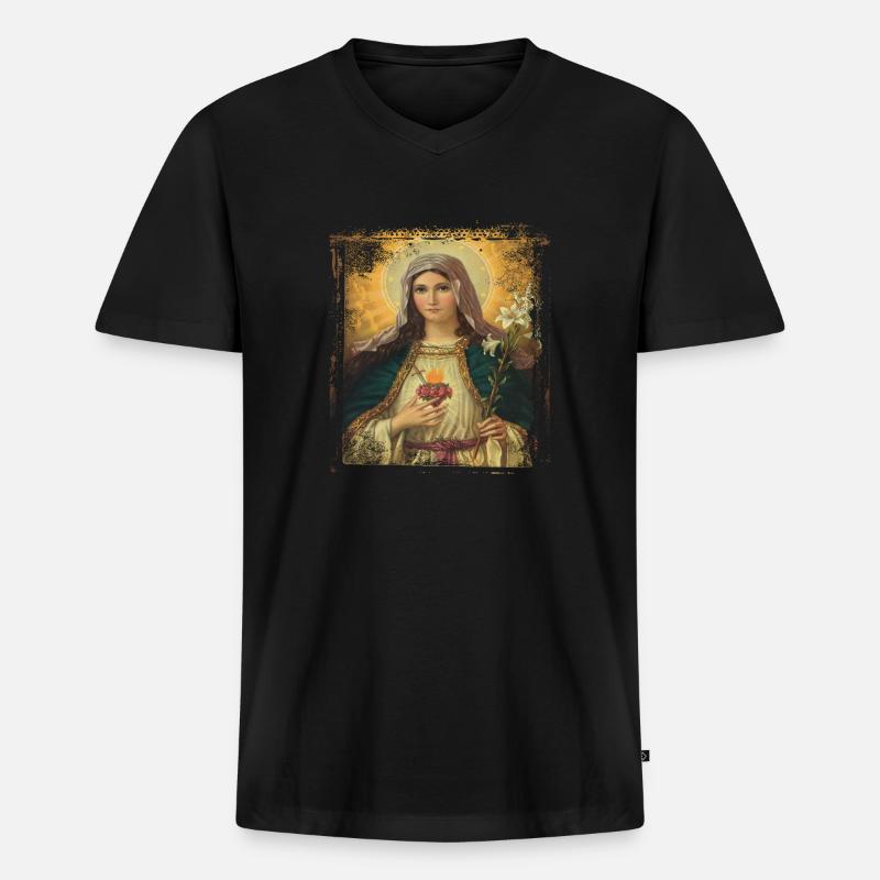 Jesus Maria Holly Mary - Männer Premium Bio T-Shirt mit V-Ausschnitt - Schwarz