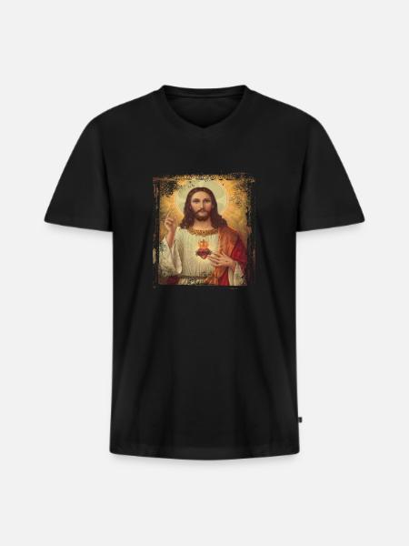 Savior - Men's Premium Organic T-shirt with V-neck - black