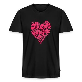 ACAB - T-shirt encolure en V Premium bio Homme - noir - Devant - Nico (187cm)