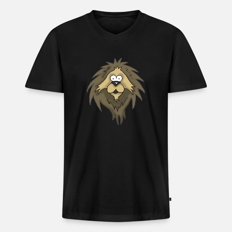 Löwe - Männer Premium Bio T-Shirt mit V-Ausschnitt - Schwarz