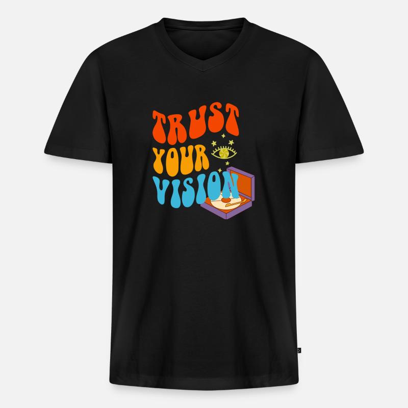 Trust Your Vision Turntable - Männer Premium Bio T-Shirt mit V-Ausschnitt - Schwarz