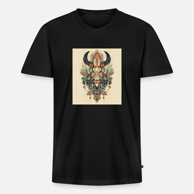 DER BUFFLE - Männer Premium Bio T-Shirt mit V-Ausschnitt - Schwarz