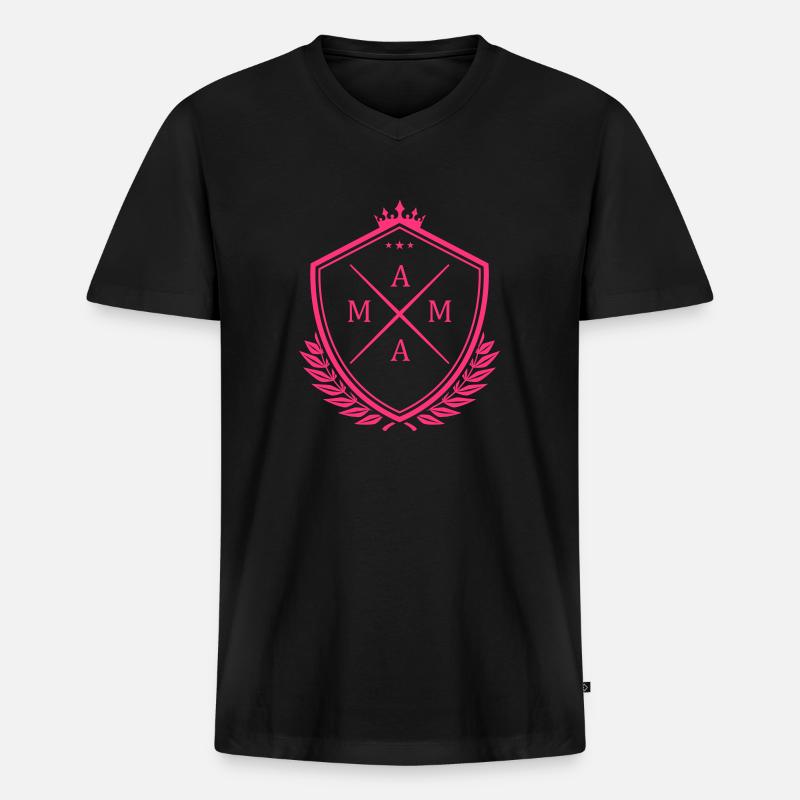mama wappen - Männer Premium Bio T-Shirt mit V-Ausschnitt - Schwarz