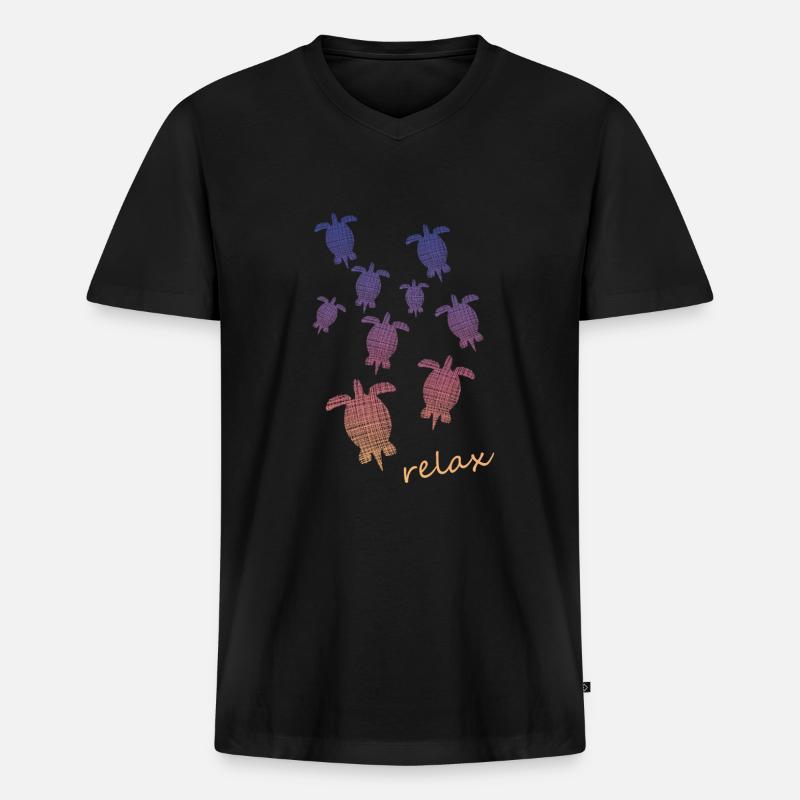 Schildkröten Turtle relax - Männer Premium Bio T-Shirt mit V-Ausschnitt - Schwarz