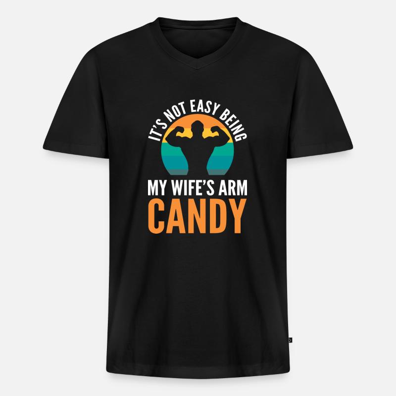 Arm Candy Ehemann - Männer Premium Bio T-Shirt mit V-Ausschnitt - Schwarz