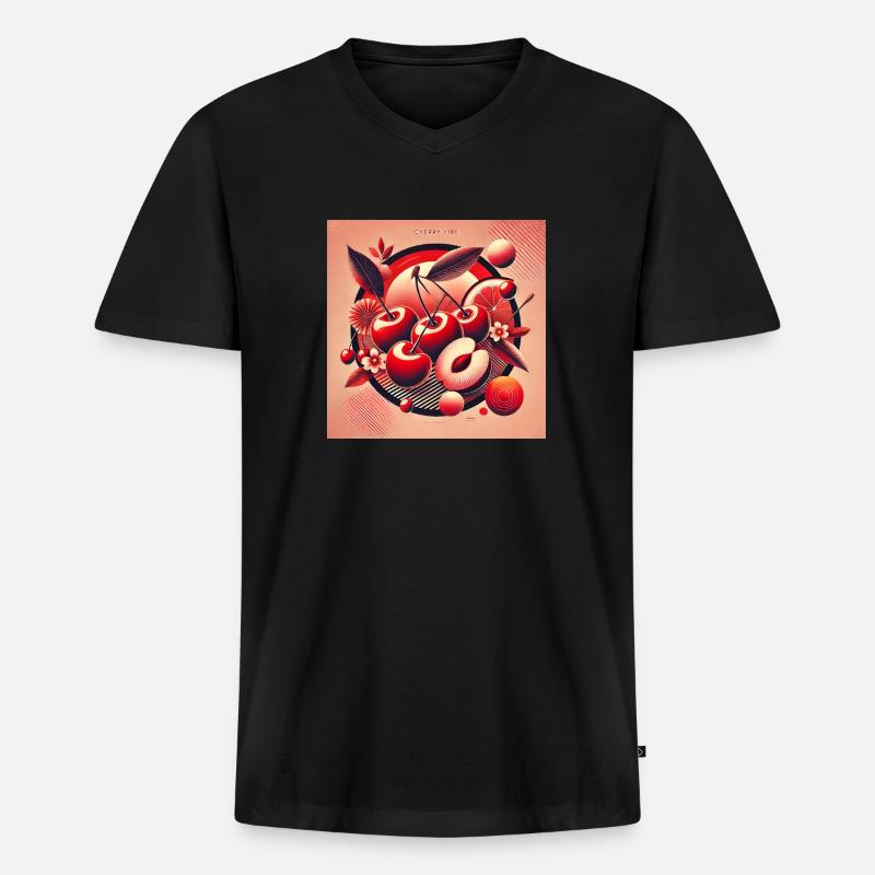 Cherry Vibe - Leidenschaft in Rot - Männer Premium Bio T-Shirt mit V-Ausschnitt - Schwarz