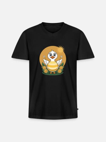 Cute duck - Men's Premium Organic T-shirt with V-neck - black
