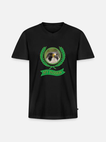 Wanderfalke. Meine Passion - Männer Premium Bio T-Shirt mit V-Ausschnitt - Schwarz