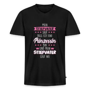 Stieftochter Stiefpapa Stiefvater Geschenk - Männer Premium Bio T-Shirt mit V-Ausschnitt - Schwarz - Vorne - Nico (187cm)