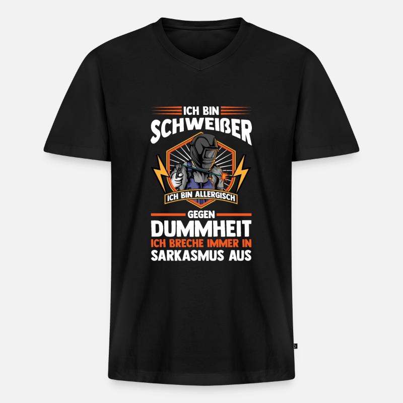 Schweißer Beruf Schweisser Geschenk - Männer Premium Bio T-Shirt mit V-Ausschnitt - Schwarz