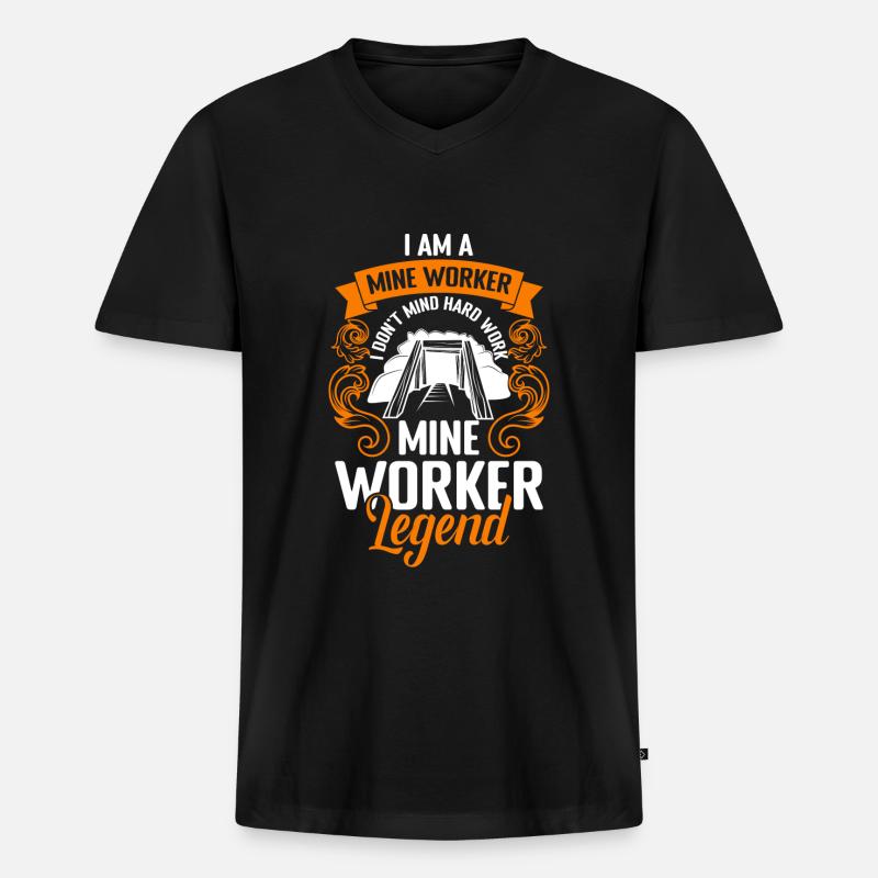 Bergmann Kumpel Grube - Männer Premium Bio T-Shirt mit V-Ausschnitt - Schwarz