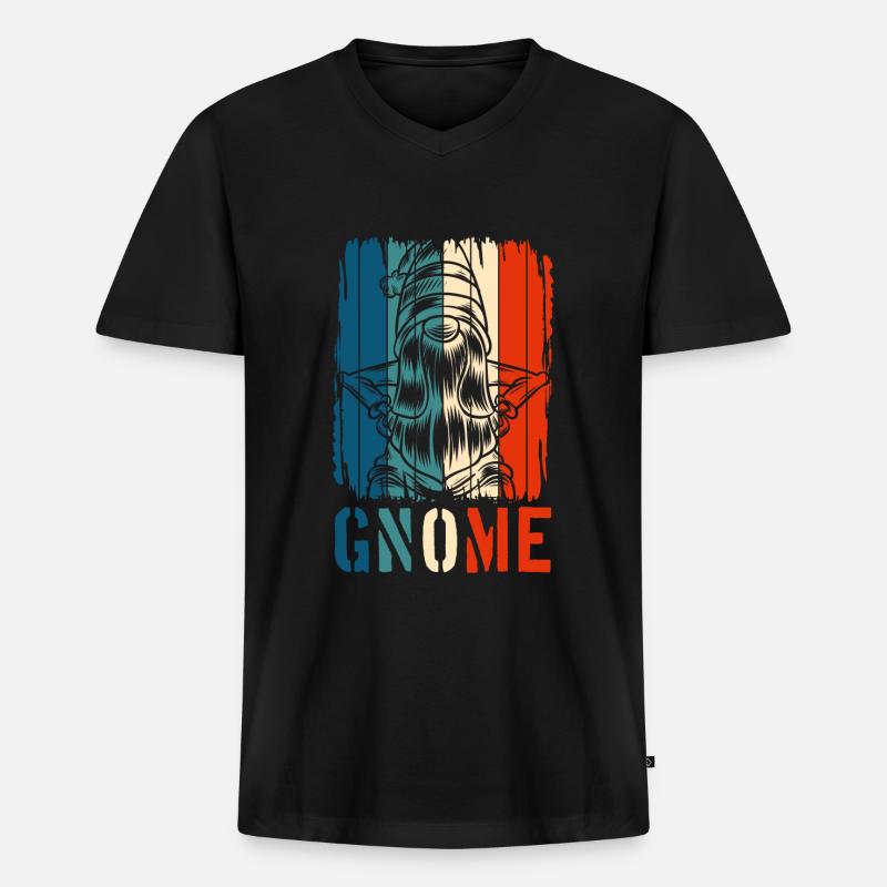Zwerg Wichtel Gärtner - Männer Premium Bio T-Shirt mit V-Ausschnitt - Schwarz
