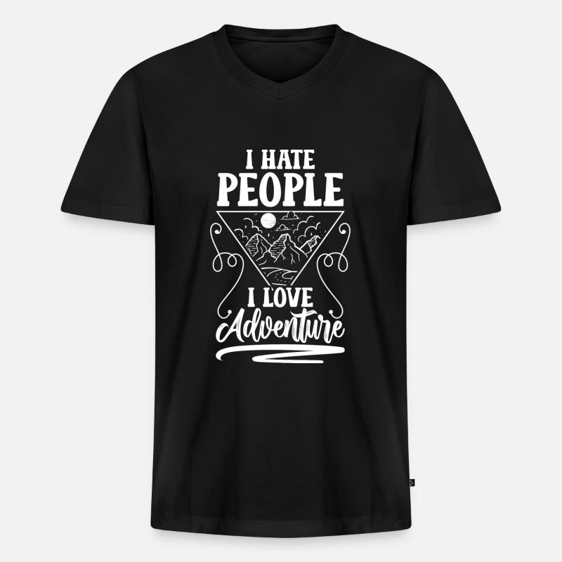 Sarkasmus Menschenmenge Abneigung Gemein - Männer Premium Bio T-Shirt mit V-Ausschnitt - Schwarz