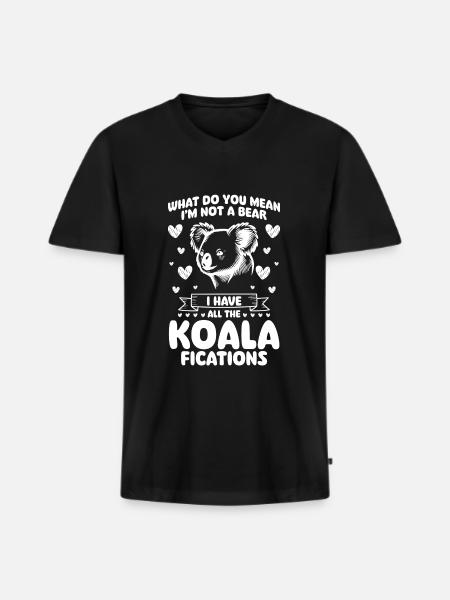 Koala Ours Mignon Outback - T-shirt encolure en V Premium bio Homme - noir