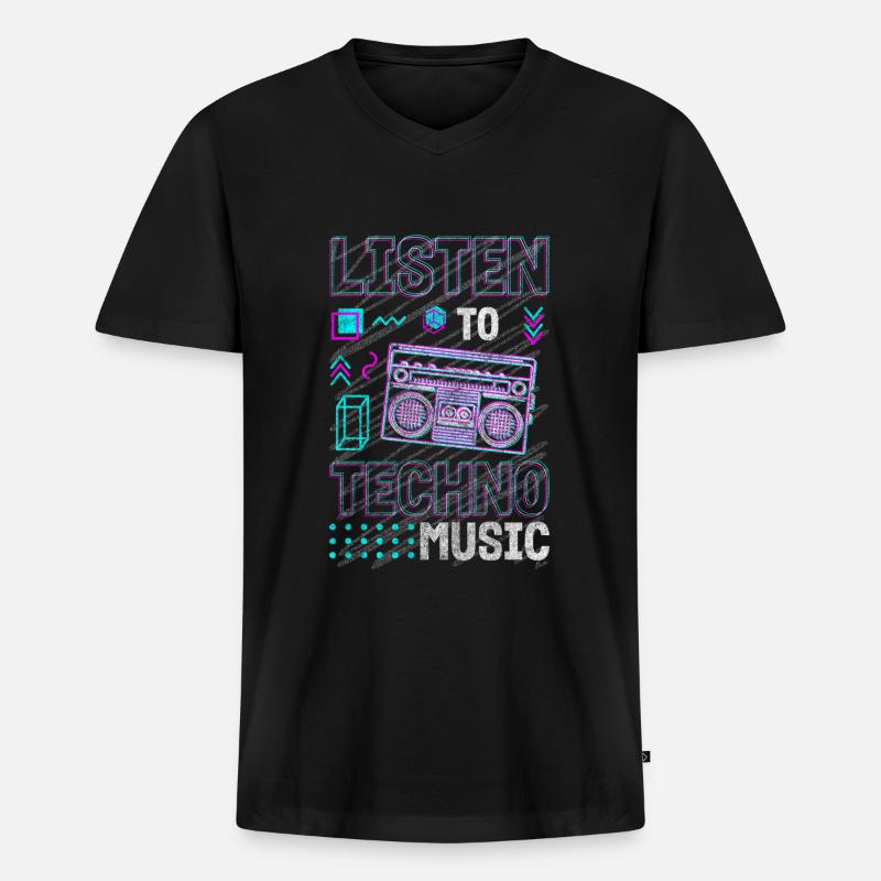 Techno Elektro Musik Dubstep Edm - Männer Premium Bio T-Shirt mit V-Ausschnitt - Schwarz