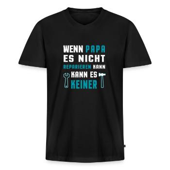 Bester Papa Spruch Witzig Lustig Fun Geschenkidee - Männer Premium Bio T-Shirt mit V-Ausschnitt - Schwarz - Vorne - Nico (187cm)
