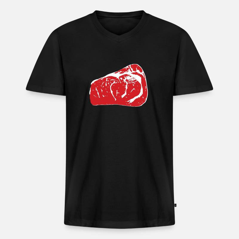 saftiges Steak - Männer Premium Bio T-Shirt mit V-Ausschnitt - Schwarz