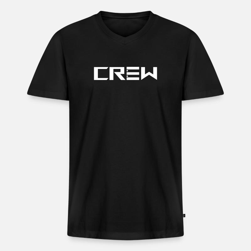 CREW Design Teamplayer - Männer Premium Bio T-Shirt mit V-Ausschnitt - Schwarz