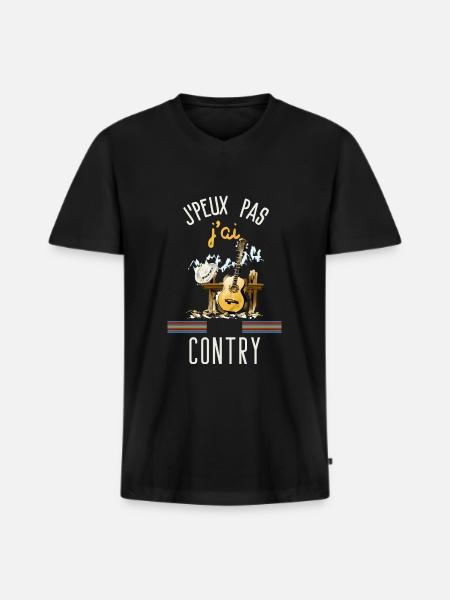 I can't I contry - Men's Premium Organic T-shirt with V-neck - black