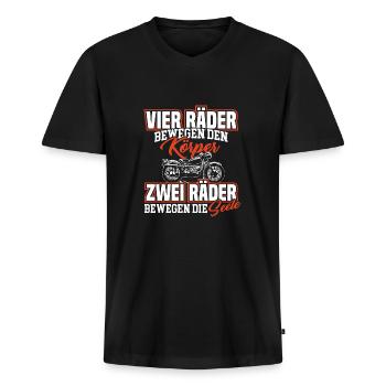 Motorrad fahren Superbike Seele - Männer Premium Bio T-Shirt mit V-Ausschnitt - Schwarz - Vorne - Nico (187cm)