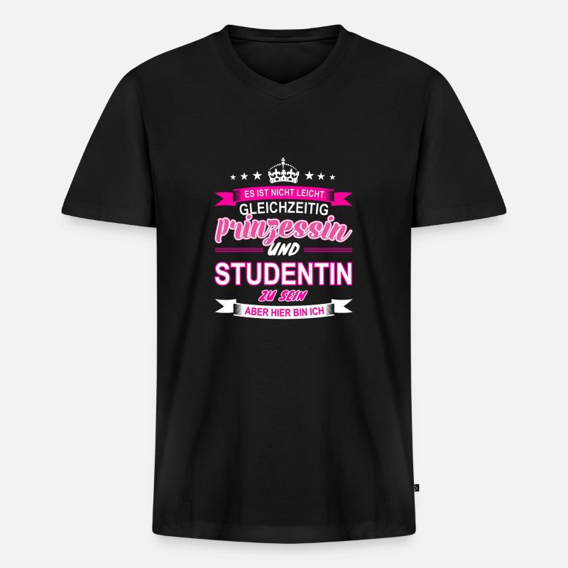Studentin - Männer Premium Bio T-Shirt mit V-Ausschnitt - Schwarz