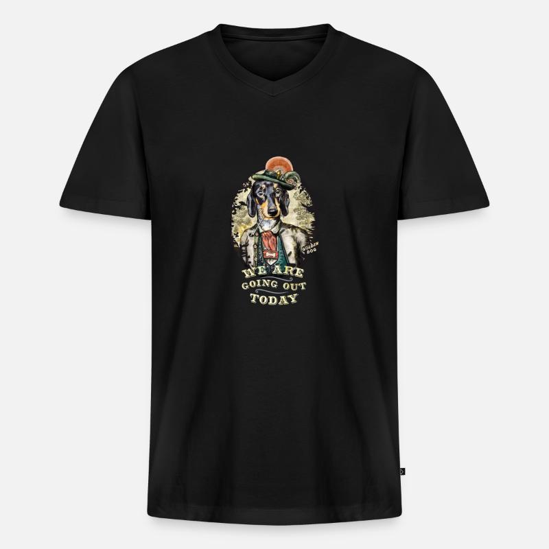 Dackel - Männer Premium Bio T-Shirt mit V-Ausschnitt - Schwarz