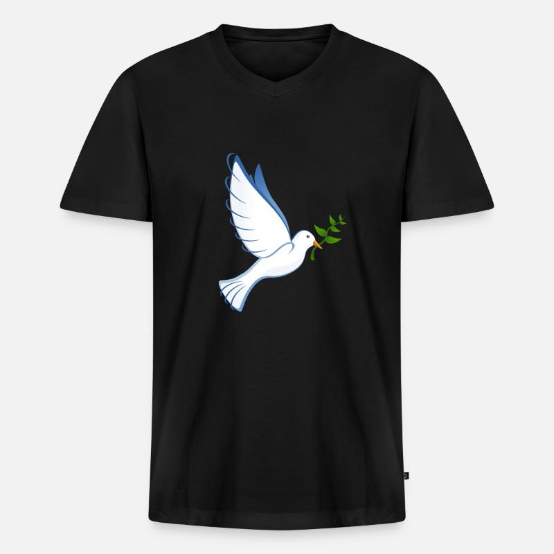 Peace Friedenstaube - Männer Premium Bio T-Shirt mit V-Ausschnitt - Schwarz