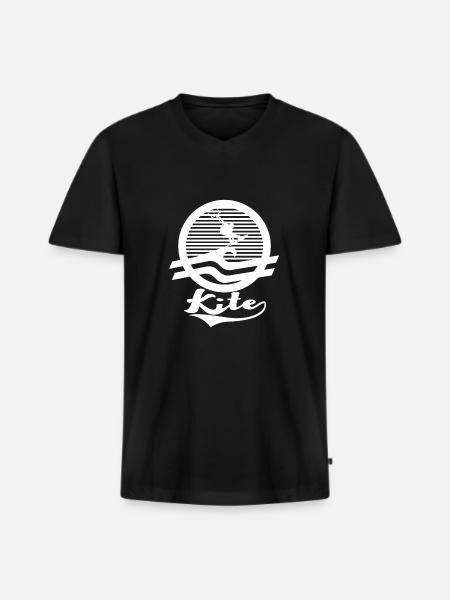 Kite logo retro - Men's Premium Organic T-shirt with V-neck - black