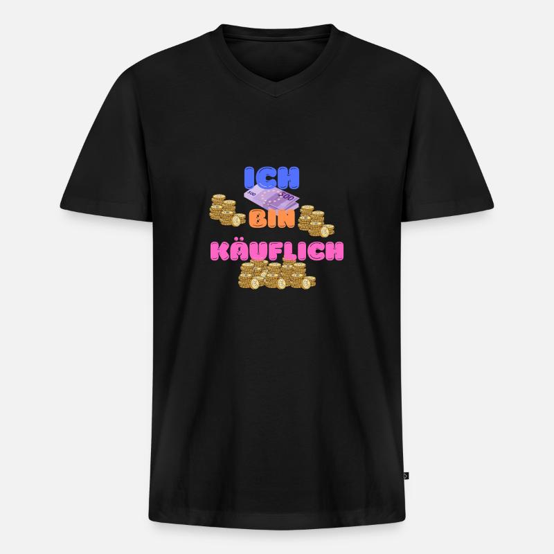 ICH BIN KÄUFLICH - Männer Premium Bio T-Shirt mit V-Ausschnitt - Schwarz