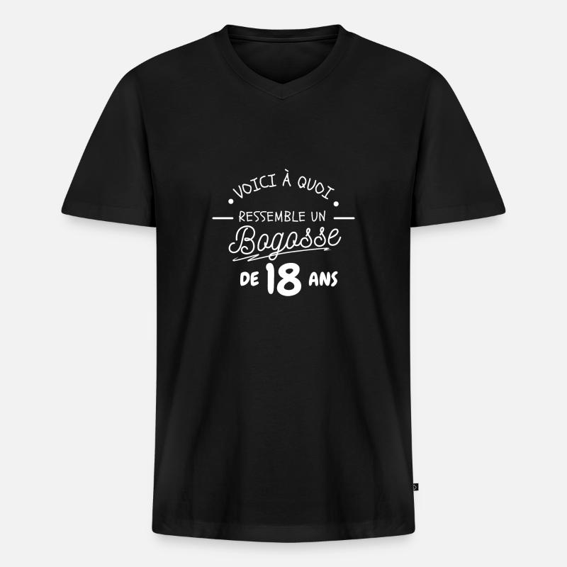 18-JÄHRIGER JUNGE - Männer Premium Bio T-Shirt mit V-Ausschnitt - Schwarz