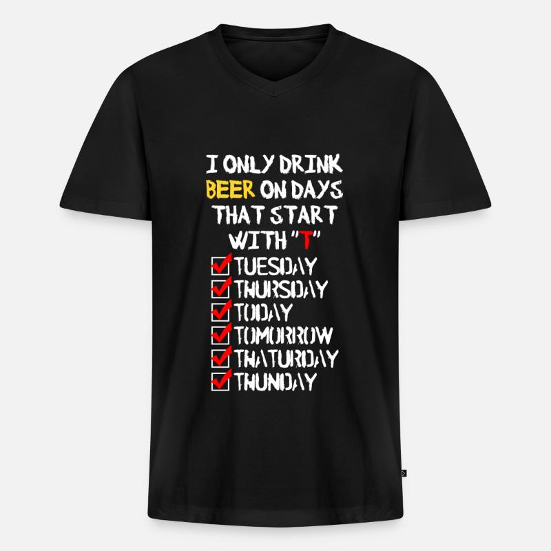 Beer everyday - Männer Premium Bio T-Shirt mit V-Ausschnitt - Schwarz
