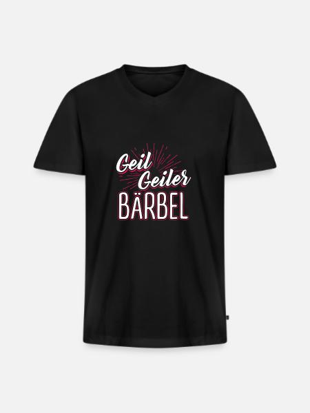 BÄRBEL - geiler - Männer Premium Bio T-Shirt mit V-Ausschnitt - Schwarz